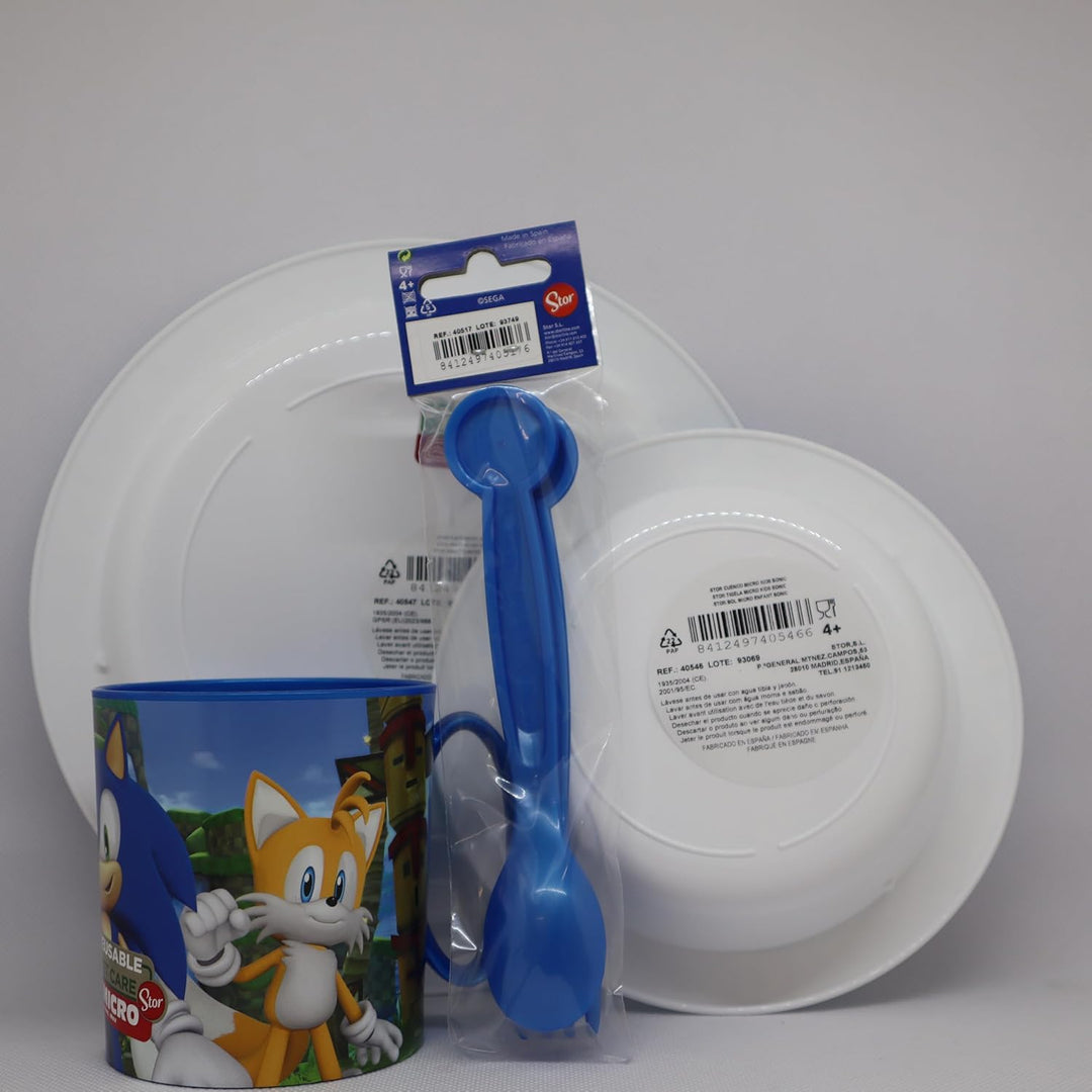 Kindergeschirr Set Sonic, Wiederverwendbares geschirr Set, Kinder Essgeschirr Plastik Microwaveable