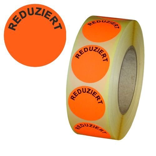 Aktionsetiketten "REDUZIERT" - Durchmesser 30 mm - Leuchtrot - 10 x 1.000 Stück
