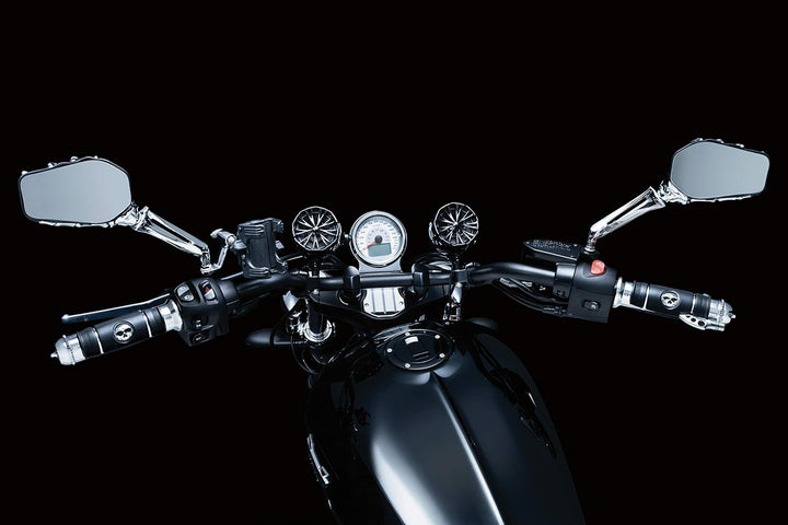 Kuryakyn 1759 Motorradlenker Zubehör: Skelett Hand Rückspiegel Seitenspiegel Chrom Vorbauten Schwarz
