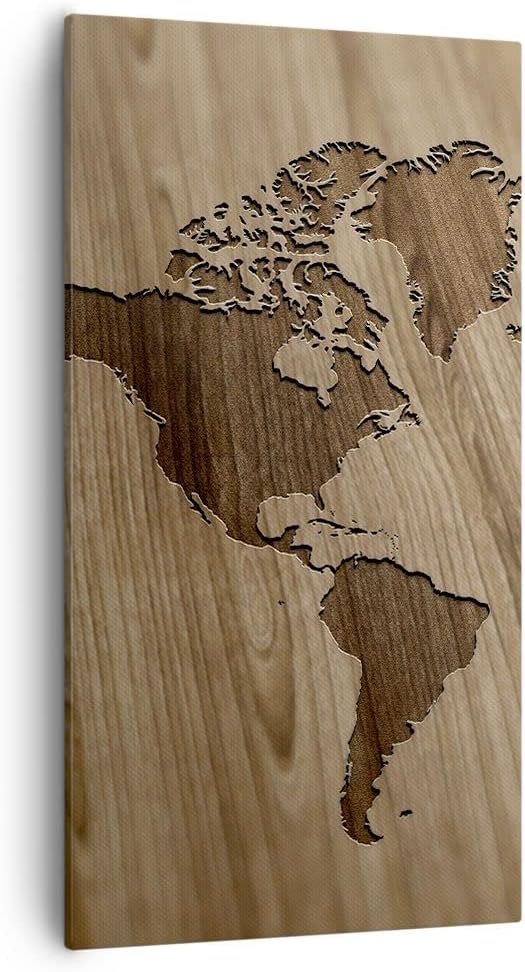 Bilder auf Leinwand 55x100cm Leinwandbild mit Rahmen Geographie Globus Karte Gross Wanddeko Bild Sch