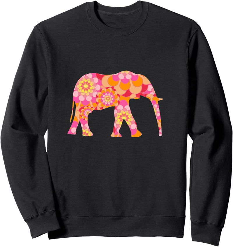 Rosa Elefant mit hübschem Blumenmuster Sweatshirt