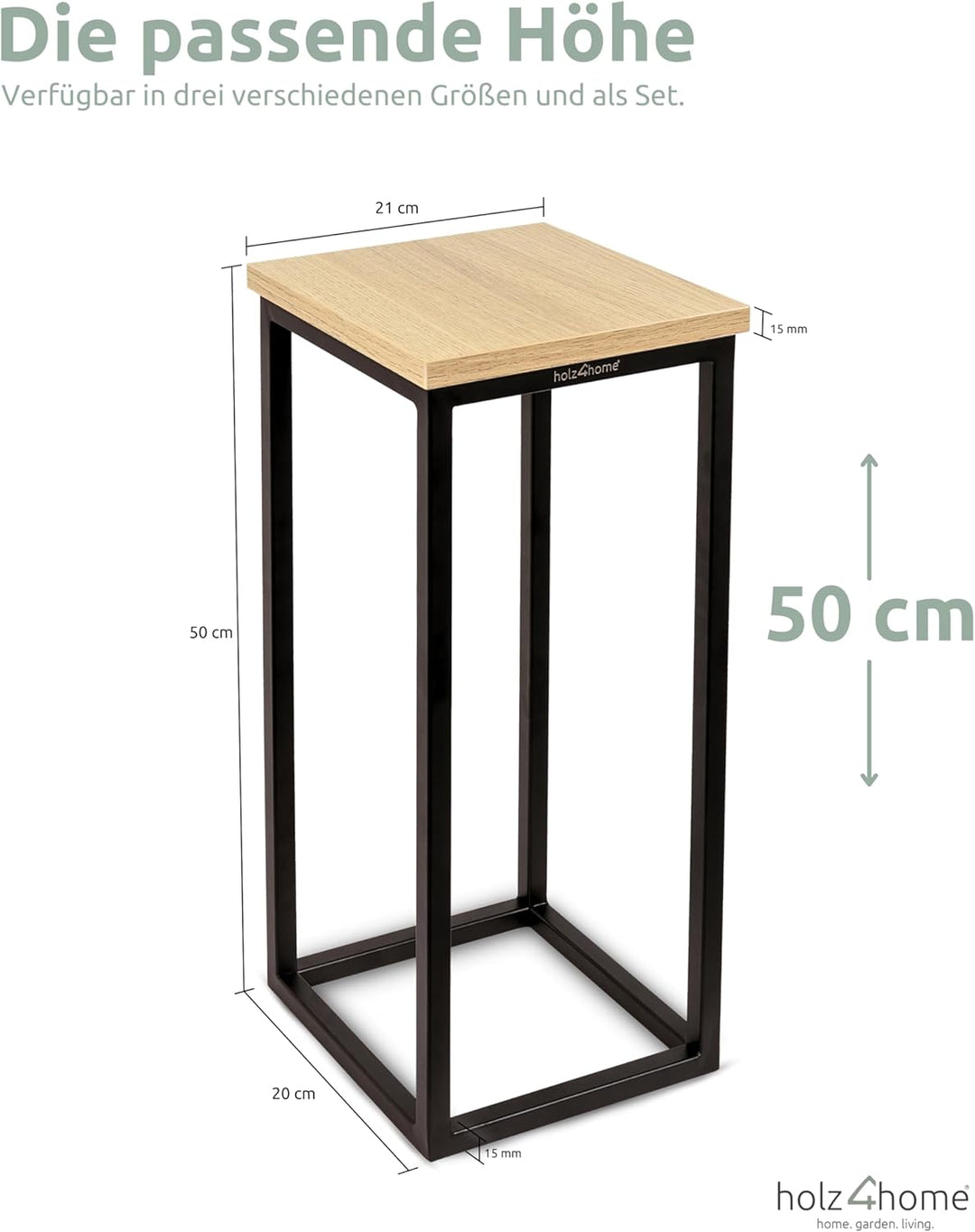 holz4home® Dekoständer aus MDF Eichenholz I Blumenständer Sonoma Eiche I Höhe: 50 cm I Dekosäule mit