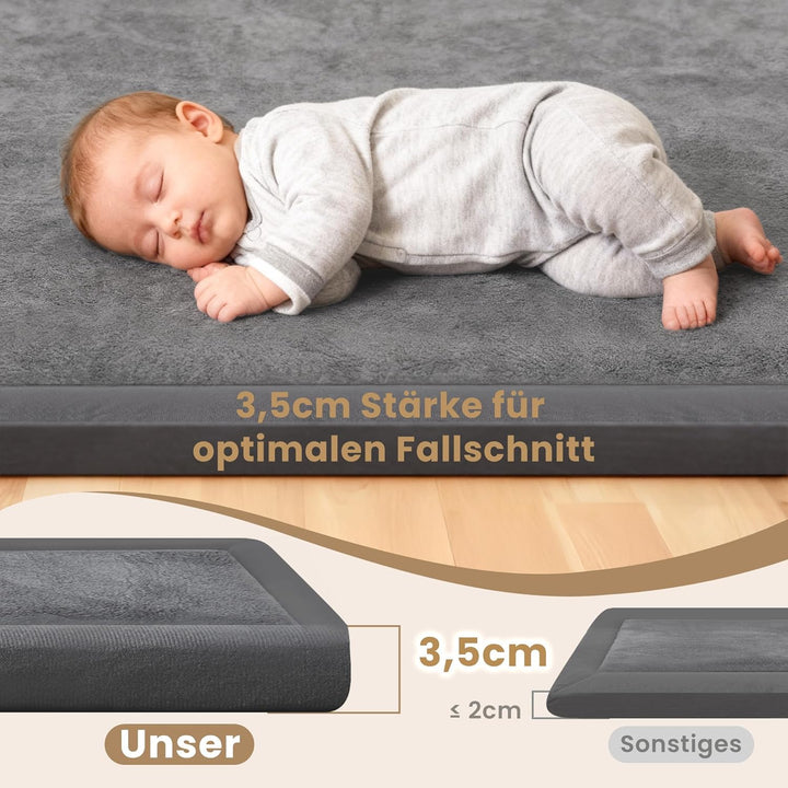 ACOMOPACK Baby Krabbelmatte 127x127x3.5cm Dicke Spielmatte mit Schaumfüllung Rutschfester Unterseite