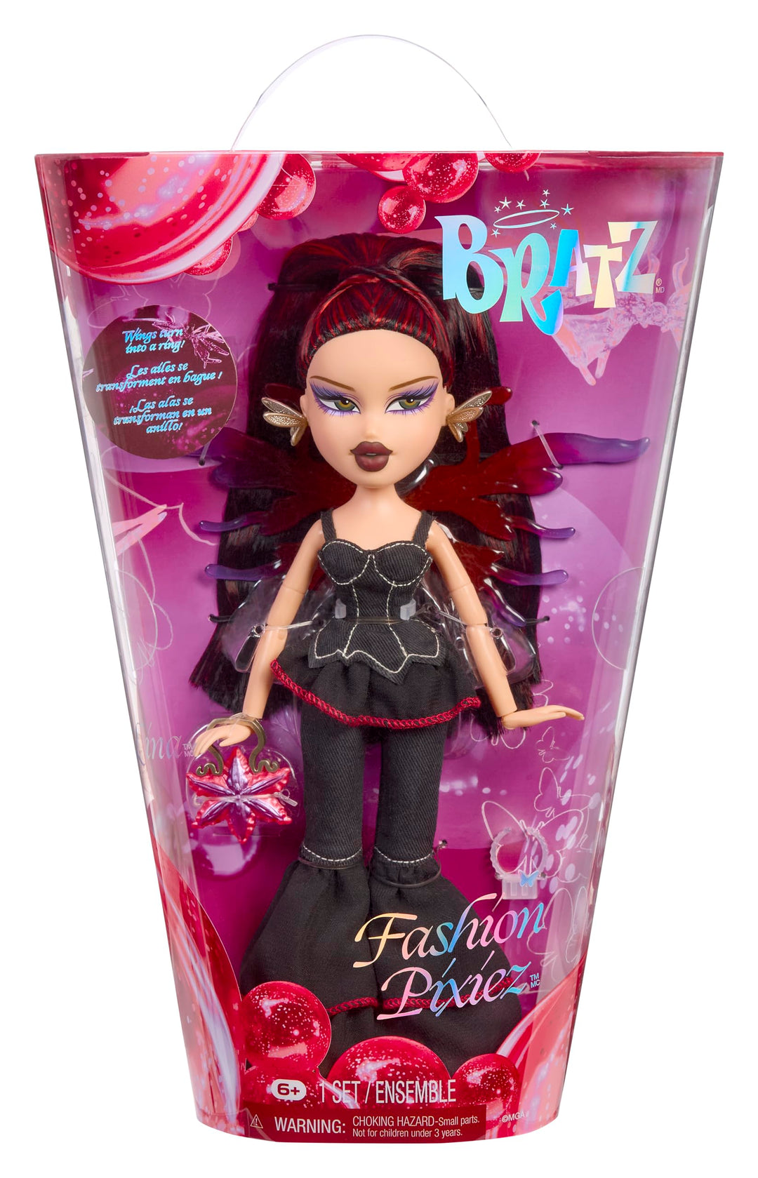 Bratz Fashion Pixiez Lina - Sammelbare Fantasie Puppe mit echter Mode und Accessoires, Flügel verwan