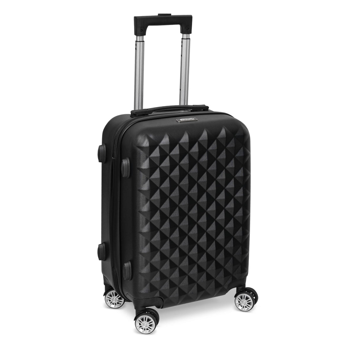 Christian Wippermann Handgepäck, 4 Rollen, Schwarz mit Linienmuster, Koffer, Trolley, Leicht, Bordge