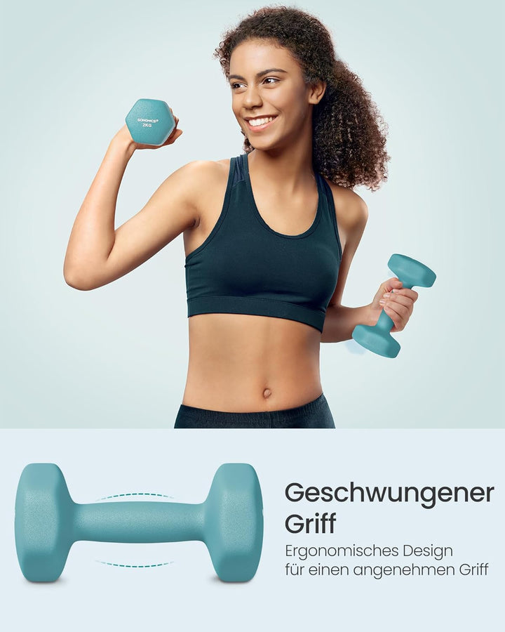 SONGMICS Hantel-Set, 3 Paar, 2 x 1 kg, 2 x 2 kg, 2 x 3 kg, Aufbewahrung, Fitnessstudio, Krafttrainin