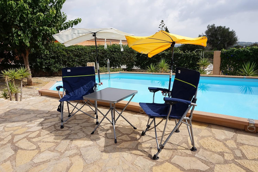 Mit Fächerschirm Natur -Camping Reise -Set Holly' S JUBILÄUMSET - 2 FALTSTÜHLE + 1 KLAPPTISCH + TRAG