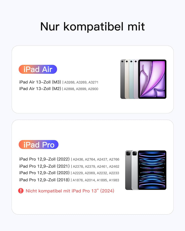 Inateck NeoMagic Magnetische Tastatur Hülle für iPad Air 13 Zoll, iPad Pro 12.9 Zoll 6/5/4/3 Gen,Gro