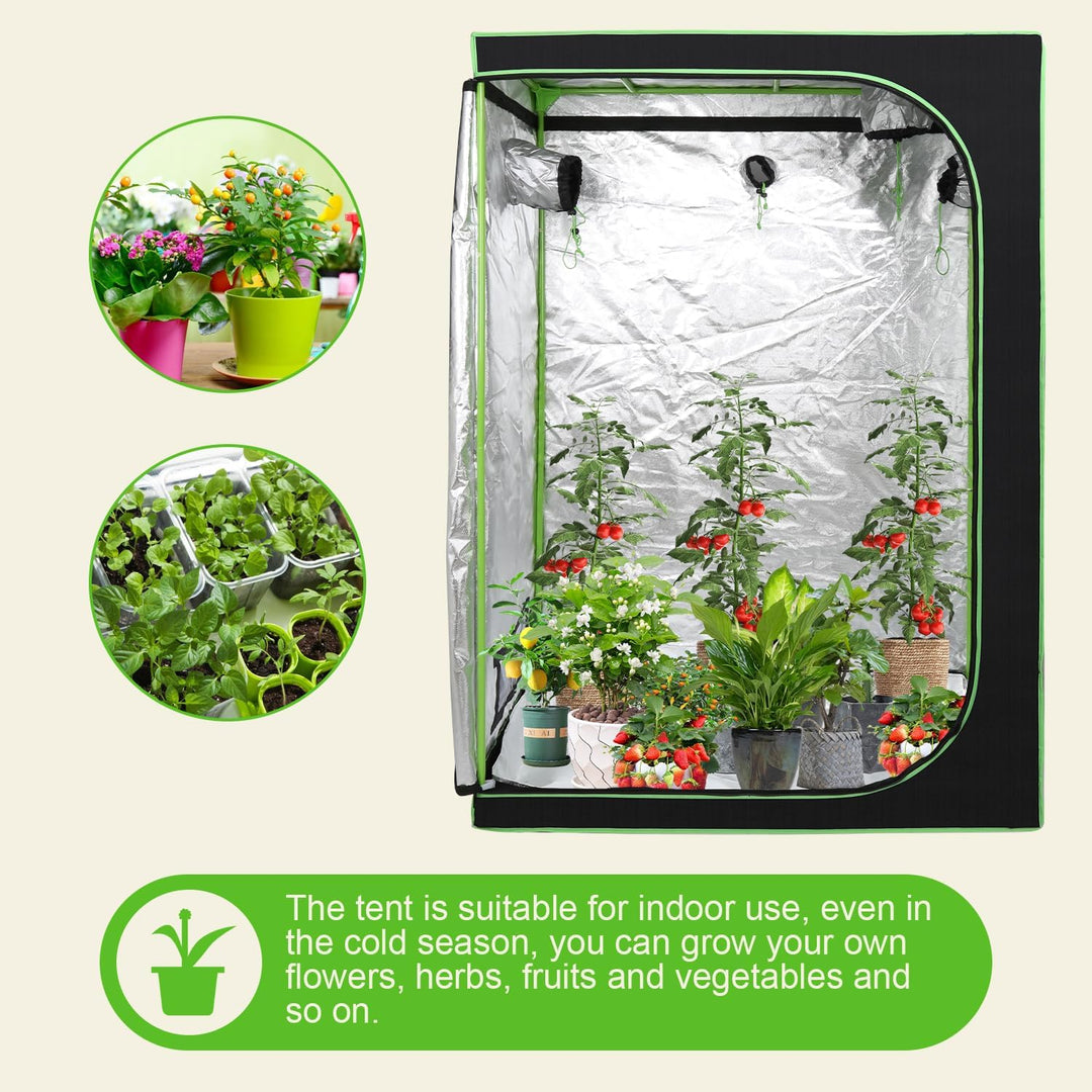 Growzelt 120 * 60 * 180cm Growschrank Lichtdicht und Wasserdicht Homegrowing Gewächshaus für Pflanze