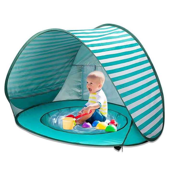 Strandmuschel Pop Up, Baby Strand Zelt mit Trennbarer Pool, UV-Schutz 50+, Strandmuschel Baby, Stran