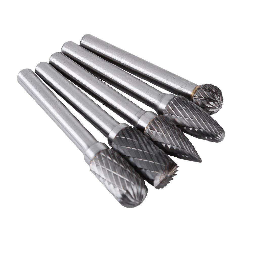 5pcs Drehbohrer Rotary Bit Wolfram Stahlschleifgrat 6mm Schaft 10mm Kopf Rotary Burrs für Formenbau