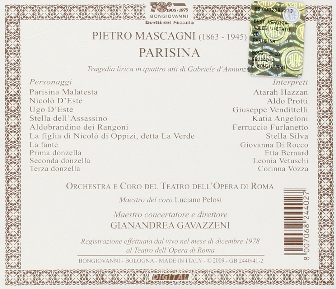 Parisina, Audio-CD