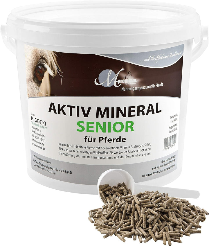 MIGOCKI AKTIV Mineral Senior – 4 kg – Mineralfutter für ältere Pferde – mit Zink, Selen, Mangan und