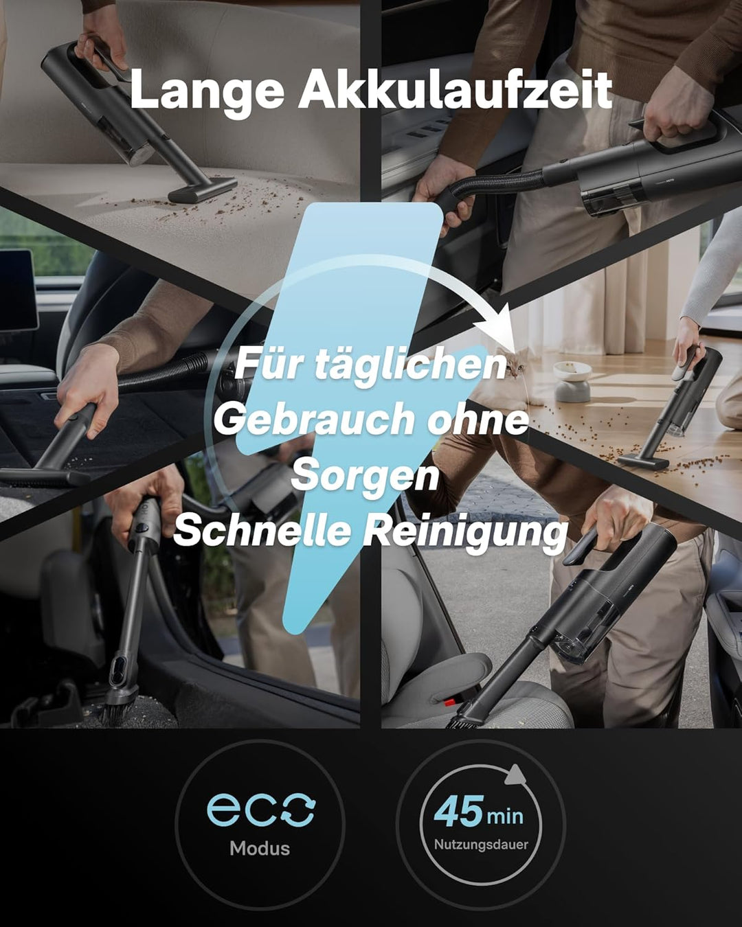 HOTO BlowVac™ Handstaubsauger Akku, 23000Pa Starke Leistung, 3 Saugstufen, Kabelloser Autostaubsauge