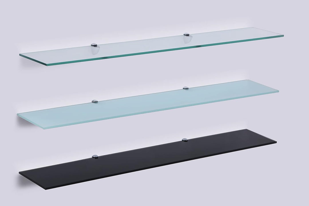 Euro Tische Glas Wandregal 40cm Schwarzglas - Badezimmer Regal aus Glas - 30-100 cm 6mm Glasscheibe