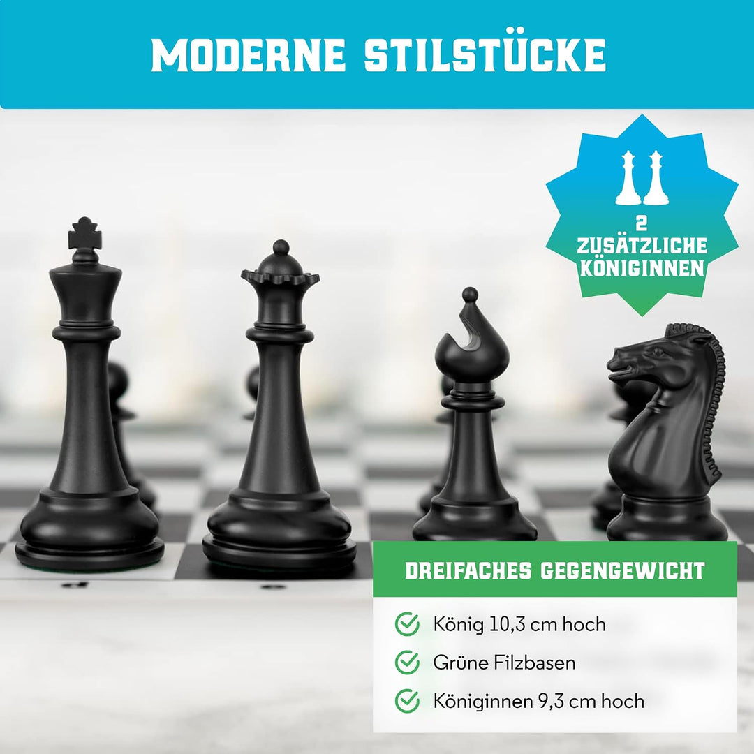 Best Chess Set Ever 3X – Turnierschachset mit 20" Silikonbrett (Patentiert, Beidseitig & Aufrollbar)