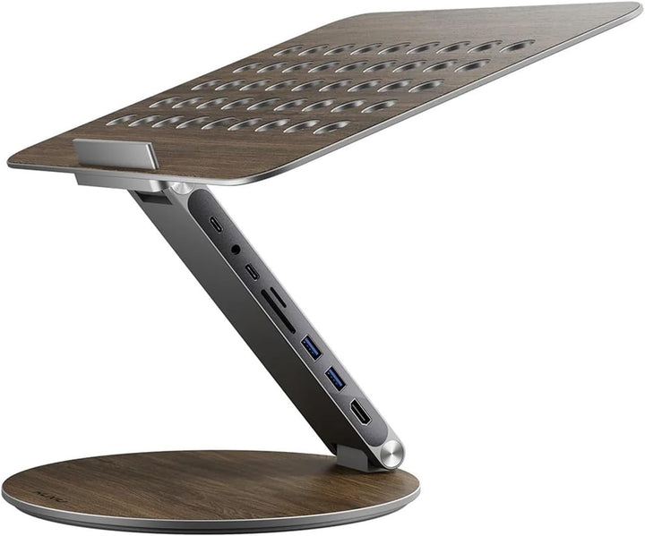 KU XIU Verstellbar Laptop Ständer mit 8-in-1 Dockingstation, Aluminium Laptop Halterung mit USB HUB