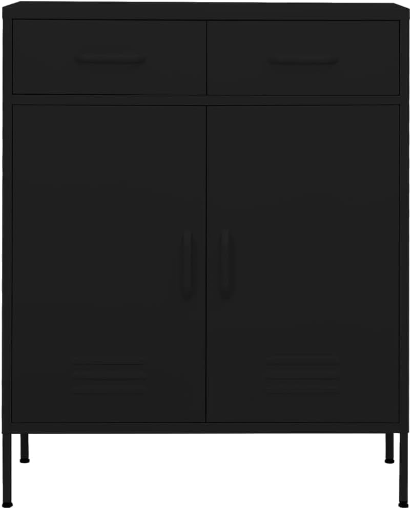 Aufbewahrungsschrank aus Metall mit 2 Schubladen, Aktenschrank mit 2 Türen und Regalen, 80x35x102cm