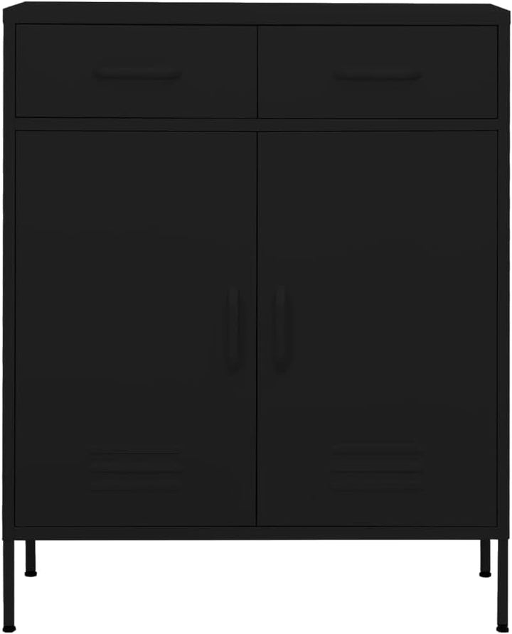 Aufbewahrungsschrank aus Metall mit 2 Schubladen, Aktenschrank mit 2 Türen und Regalen, 80x35x102cm