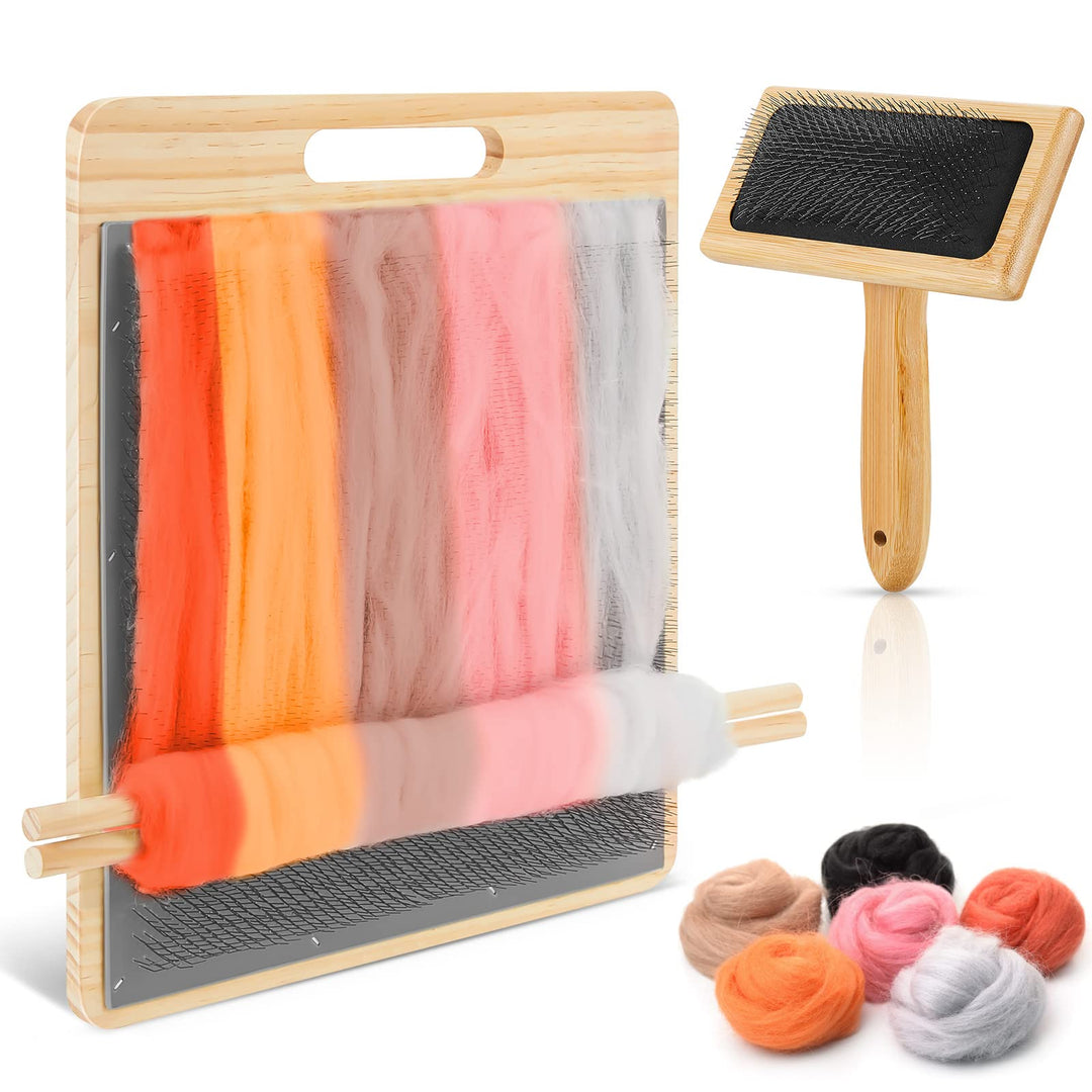 4 Pcs Wool Blending Board Carding Brush Set Wool Hand Carders Wood Brushes Wool Carders Needle Filti