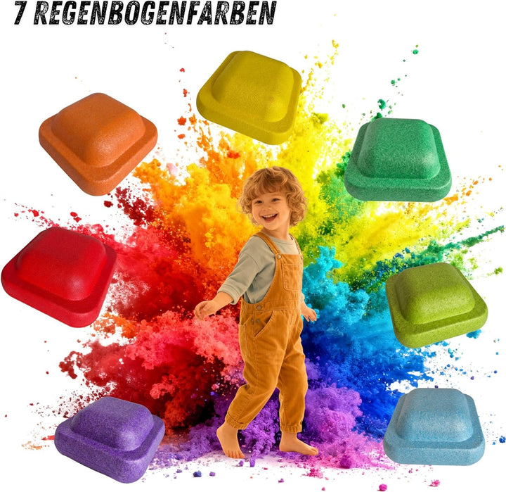 Balancesteine 7er Set für Kinder - Spielsteine Drinnen & Draussen - stapelbare Balancier Steine - St