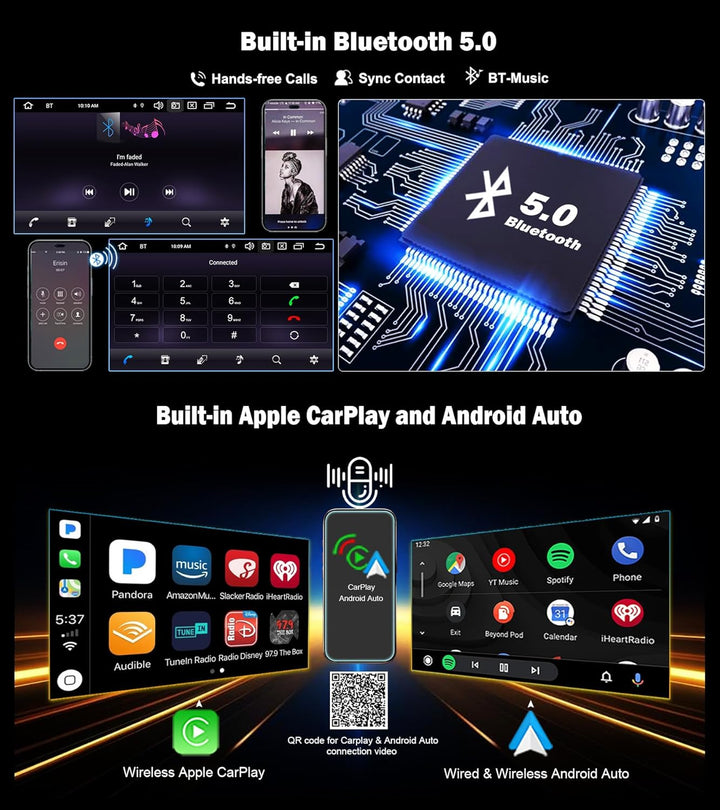 Erisin 8-Kern 4GB RAM+64GB ROM Universal Doppel Din Android 14 Autoradio mit CD Player GPS Navigatio