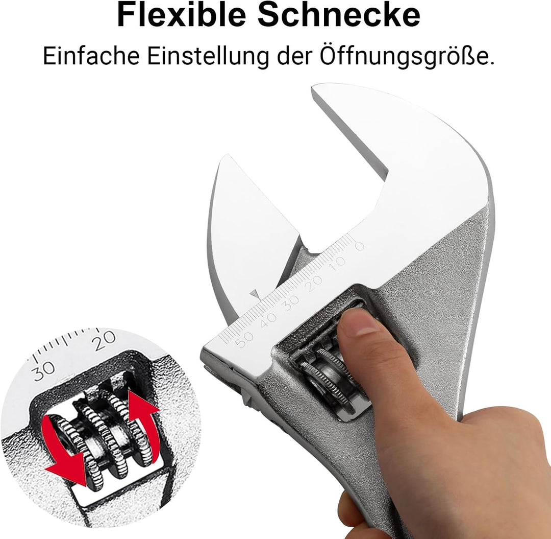 Jetech Verstellbarer Schraubenschlüssel 18" – Profi-Rollgabelschlüssel mit breiter Backenöffnung, 18