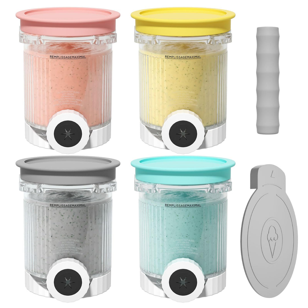 4 Stück Behälter für Ninja CREAMi Swirl, 480ML Eisbehälter für Ninja Eismaschine NC700 & NC701EU Ser