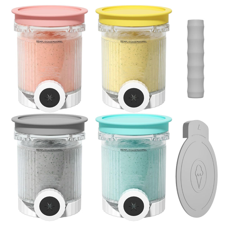 4 Stück Behälter für Ninja CREAMi Swirl, 480ML Eisbehälter für Ninja Eismaschine NC700 & NC701EU Ser