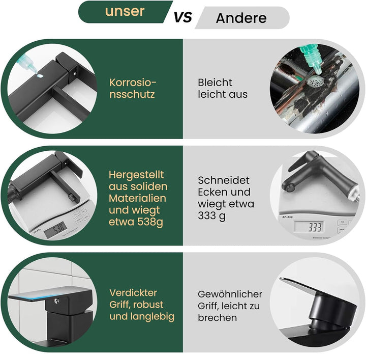 Vuadzren Wasserhahn Bad Waschtischarmatur Einhand Klein Einhebelmischer Waschbeckenarmatur Edelstahl