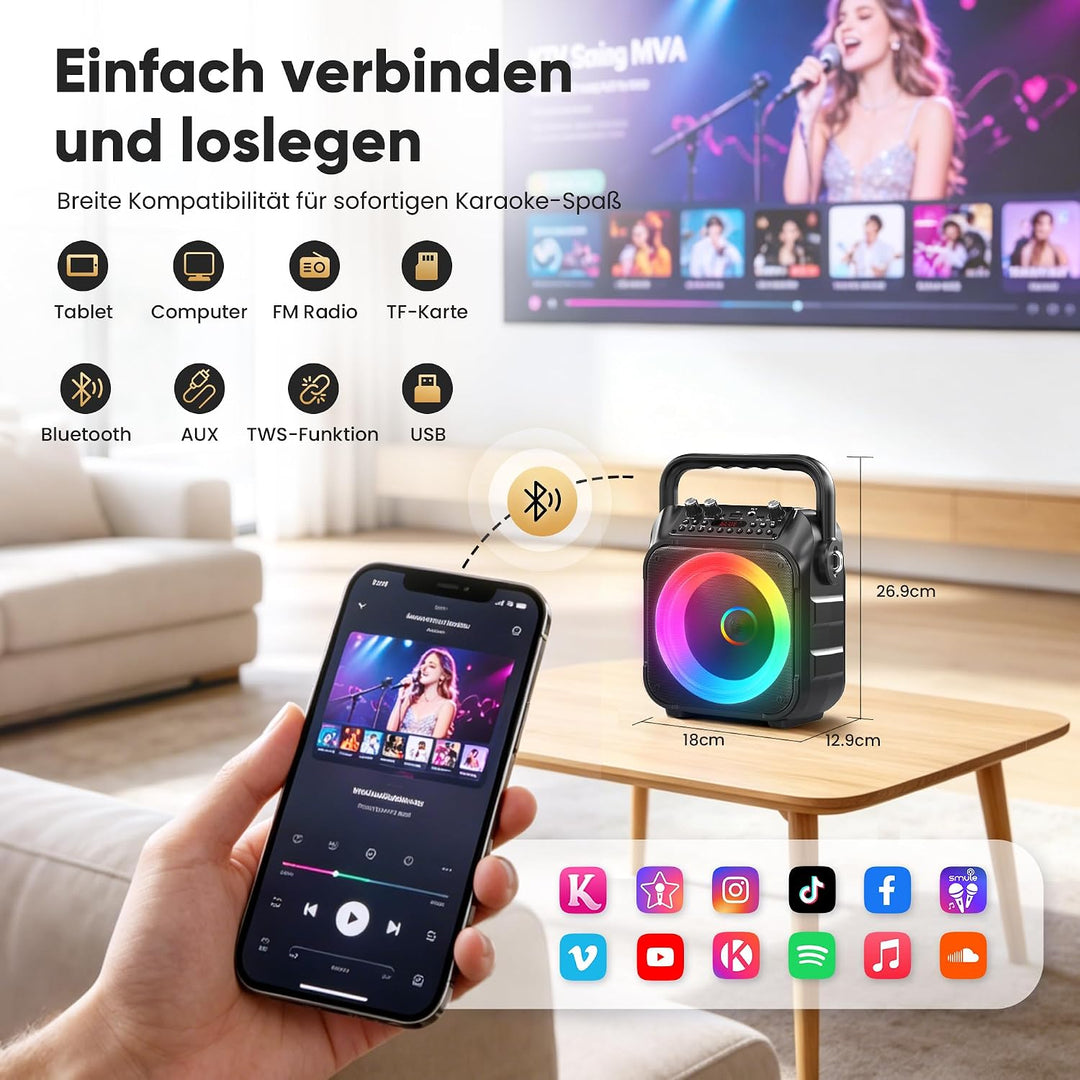 Karaoke Maschine mit 2 Karaoke Mikrofonen: Singingmate Karaoke Anlage mit 2 Mikrofonen für Erwachsen