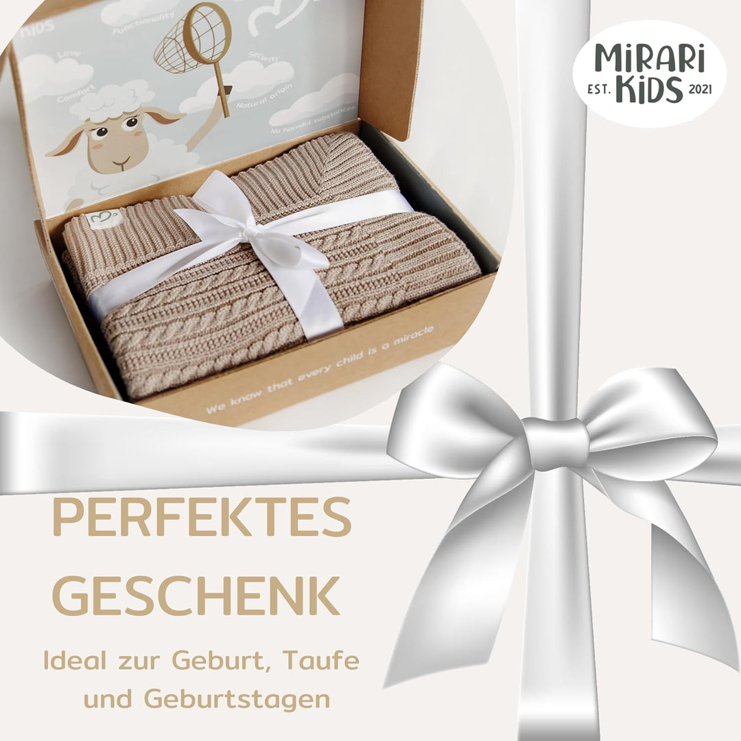 MIRARI Kids Baby Decke aus 100% Merino Wolle – Baby Wolldecke 75x100 cm – Einschlagdecke Babyschale