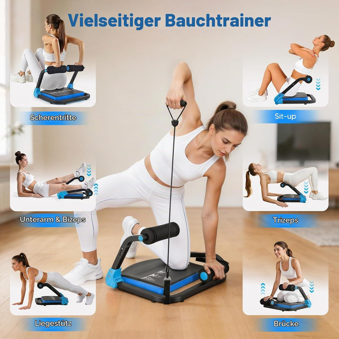Bauchtrainer für Zuhause 4 Widerstandsstufen – Ganzkörper Core-Trainer für Zuhause, 150 kg belastbar