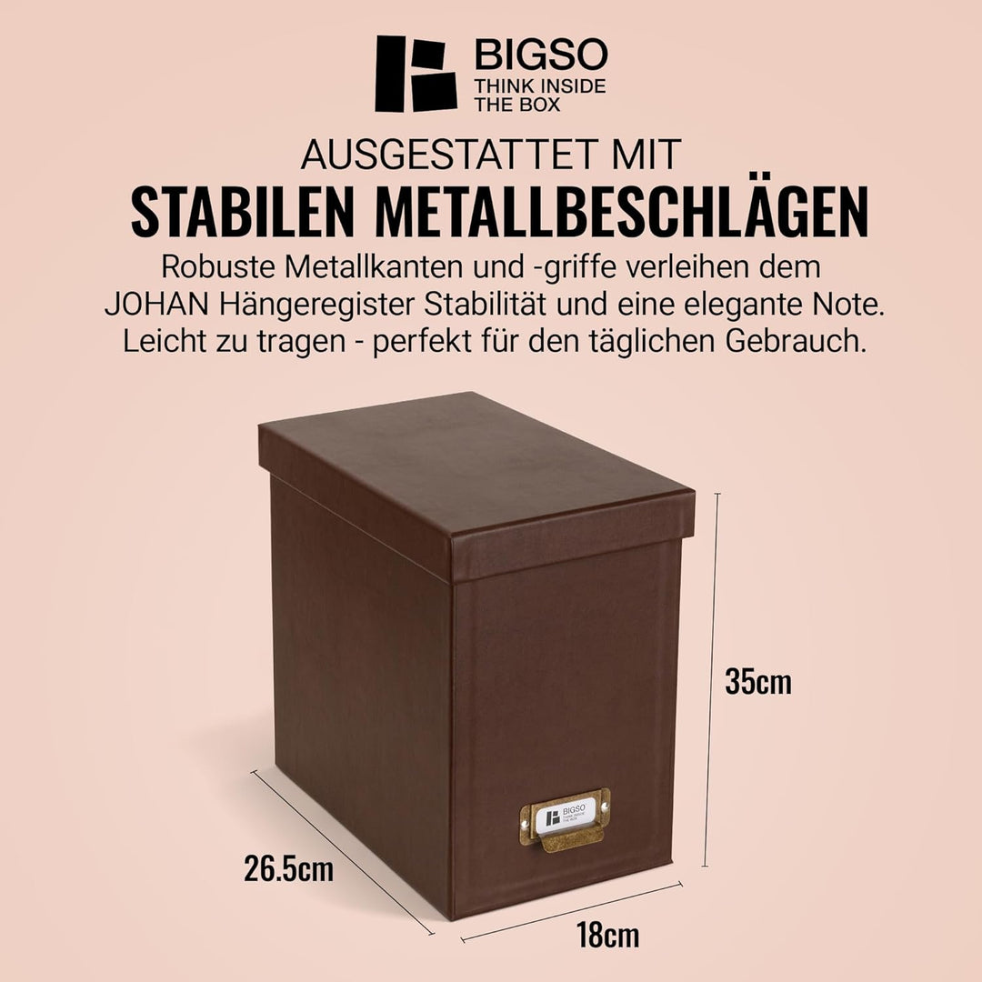 BIGSO JOHAN Hängeregisterbox A4 – Hängemappenbox mit Deckel und Griff – Schreibtischablage für Hänge