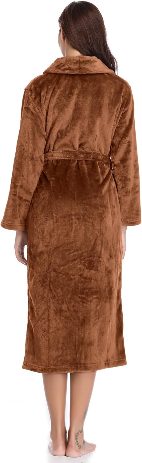 Vlazom Damen Bademantel Flanell Weiche Winter Bademantel Saunamantel Morgenmantel Lange Ärmel Hausma