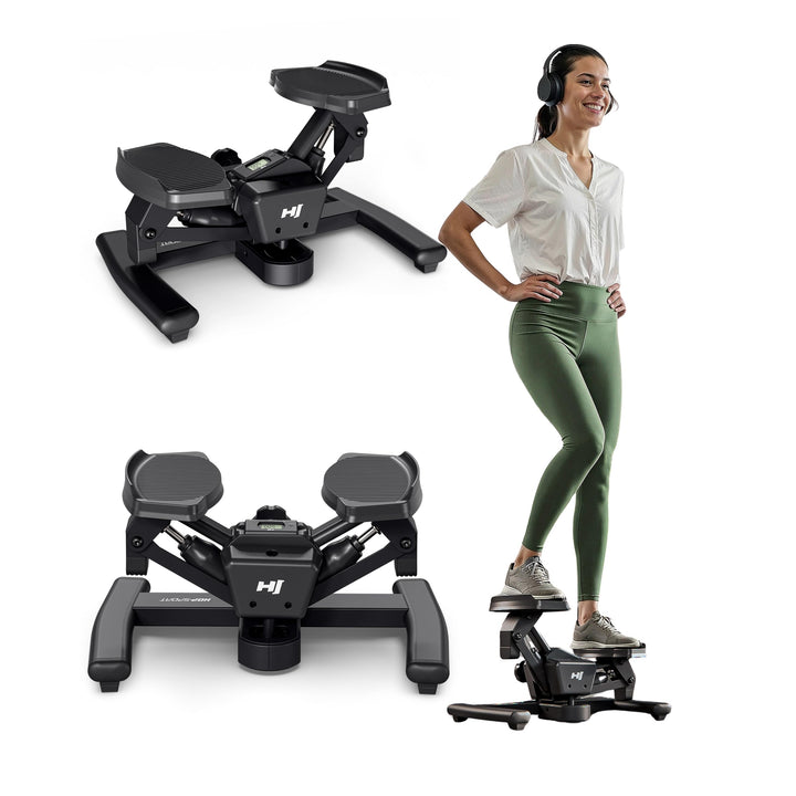 HOP Sport® Mini Stepper für Zuhause HS-060S, Swing & Twist Stepper, Hometrainer für Bein-, Arm- & Po
