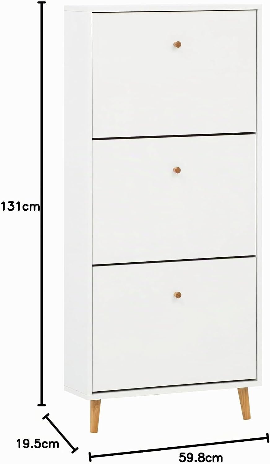 Schildmeyer Bjarne Schuhschrank 158673, weiss matt, 59,8 x 19,5 x 131 cm, platzsparend durch geringe