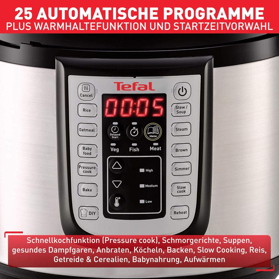 Tefal CY505E Fast & Delicious Multikocher | elektrischer Schnellkochtopf|25 Automatische Programme|F
