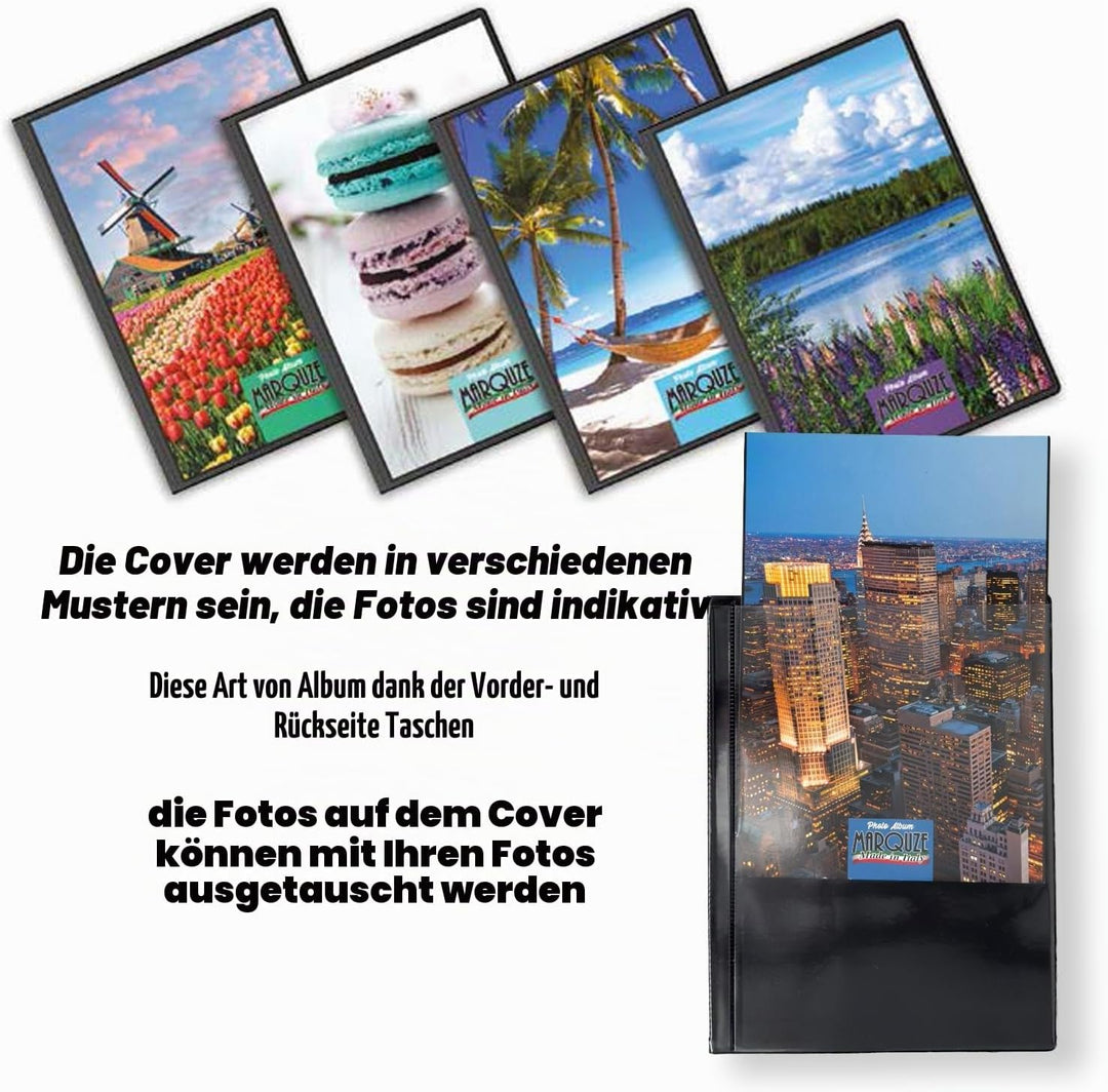 Set mit 5 platzspareden Fotoalben, personalisierbar, 15 x 21 cm, 18 Taschen, sehr transparent, Kapaz