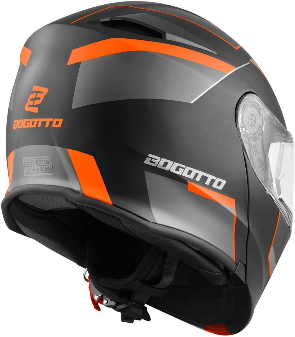 Bogotto V271 Delta Klapphelm (Black Matt/Orange,XS) XS Schwarz Matt/Orange, XS Schwarz Matt/Orange