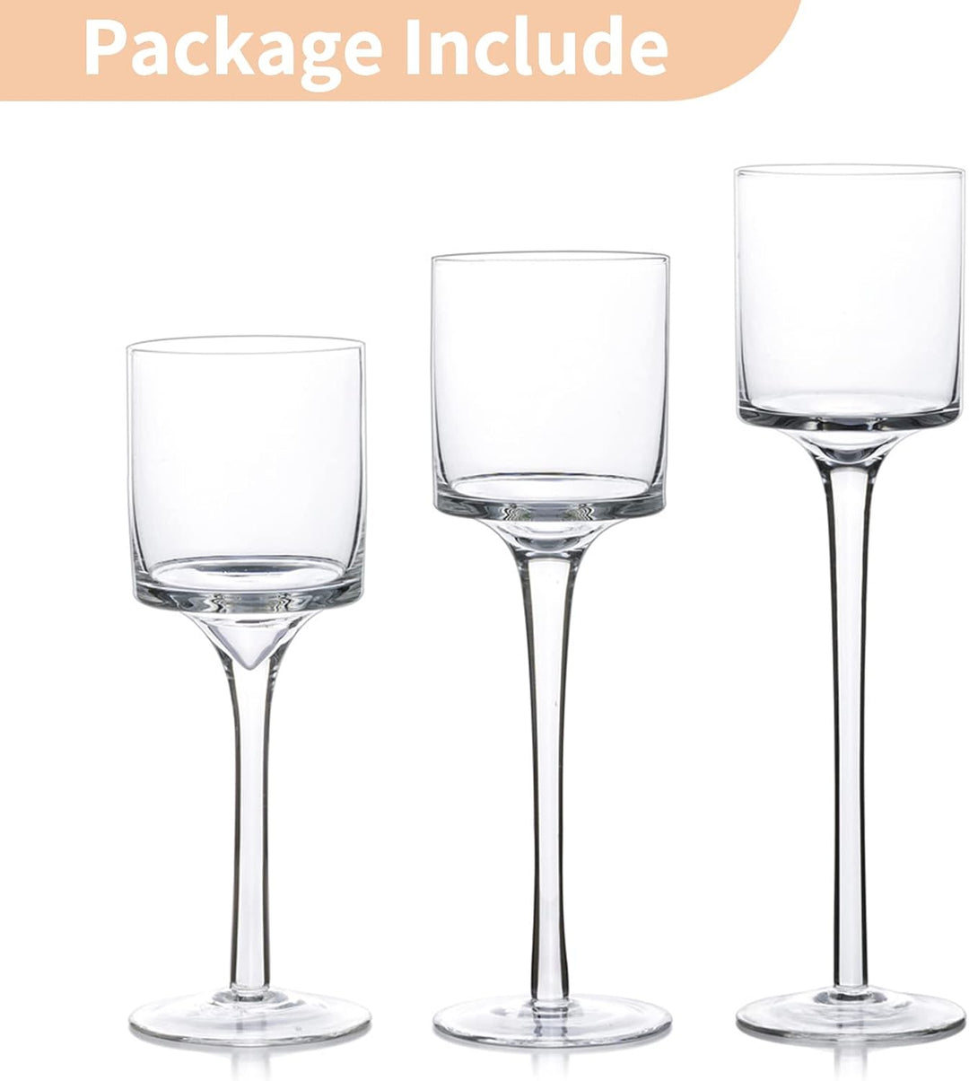 Nuptio Teelichthalter 3 Stück Glas Kerzenhalter für Teelicht &amp; Schwimmkerzen Hohe Elegante Stumpenke