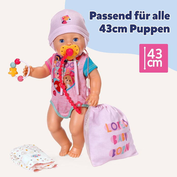 BABY born Neugeborenen-Set - Inkl. Mütze, Fläschchen, Windel, Rassel, Halstuch, Schnuller zum Verzie