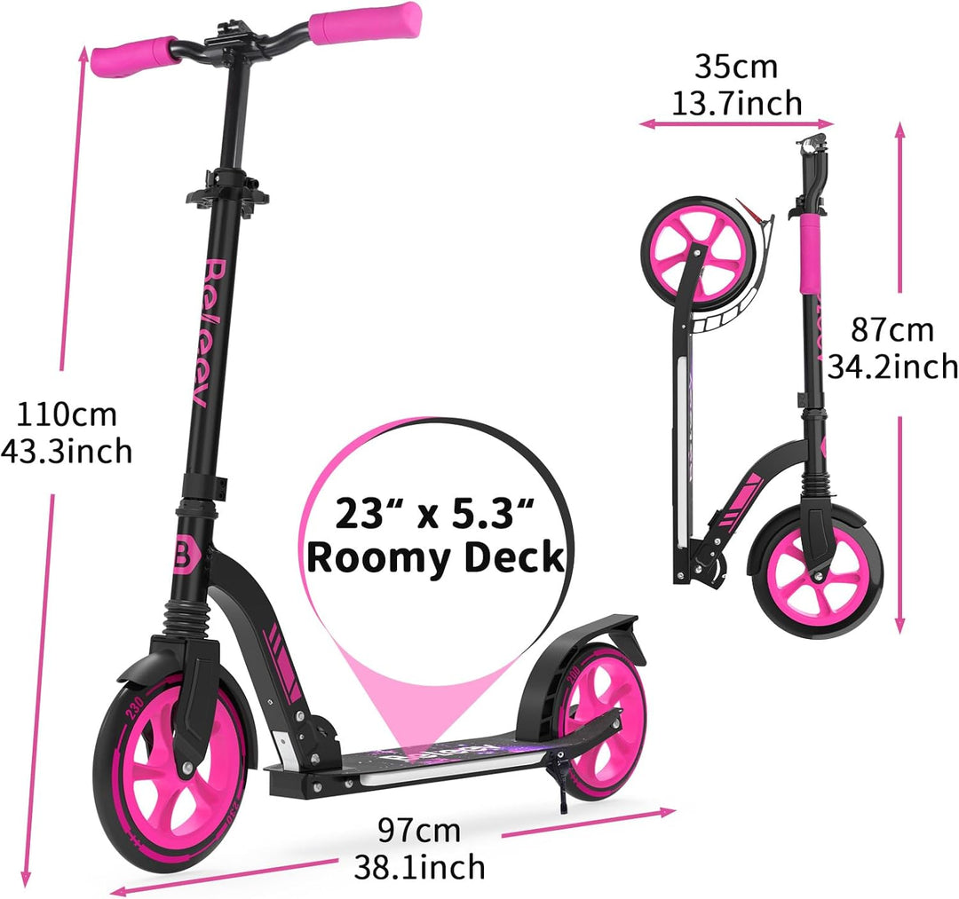 BELEEV V10 Roller Kinder 6 Jahre, 230mm Big Wheel, LED Licht Deck, ABEC-7, Höhenverstellbar, Tragegu