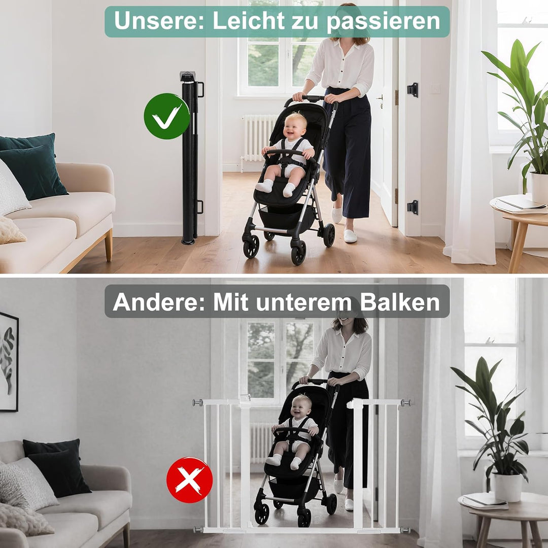 Treppenschutzgitter Ausziehbar für Babys, ausziehbar bis zu 150 cm breites Netz, Treppenschutzgitter