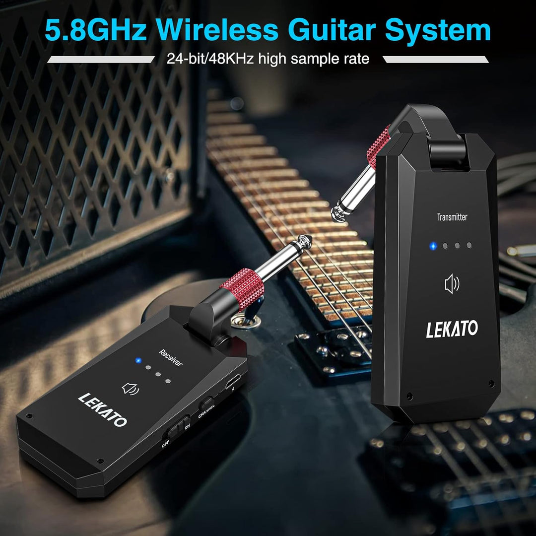 LEKATO WS-90 Kabelloses Gitarrensystem 5,8 GHz Gitarren-Funksender-Empfänger Kabelloses Gitarrenkabe
