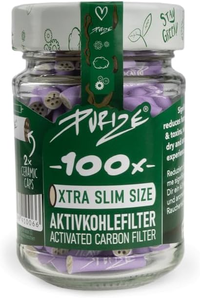 PURIZE® Glas I 100 XTRA Slim Size Aktivkohlefilter Flieder