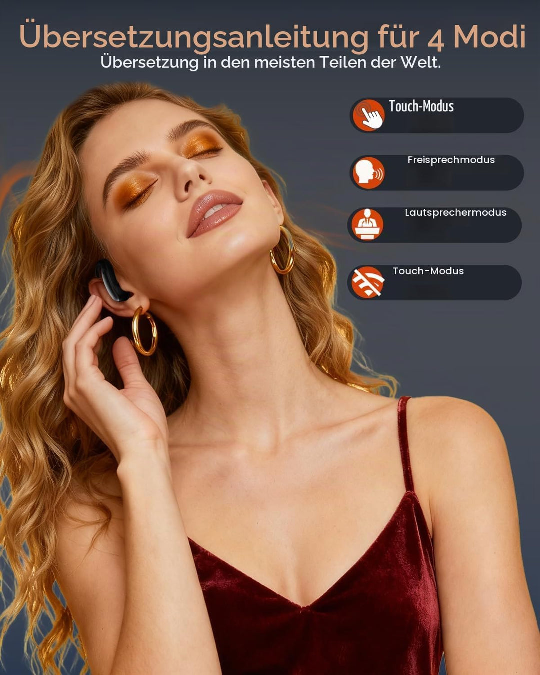 KI Übersetzer Kopfhörer, 4-in-1 Echtzeit Sprachübersetzer Kopfhörer 144 Sprachen mit App, Bluetooth