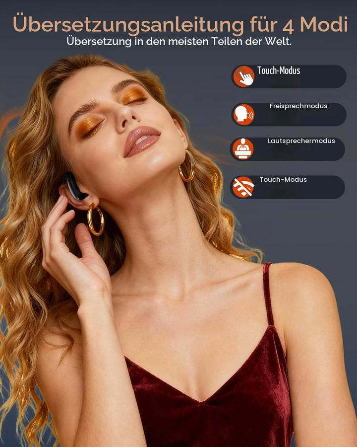 KI Übersetzer Kopfhörer, 4-in-1 Echtzeit Sprachübersetzer Kopfhörer 144 Sprachen mit App, Bluetooth