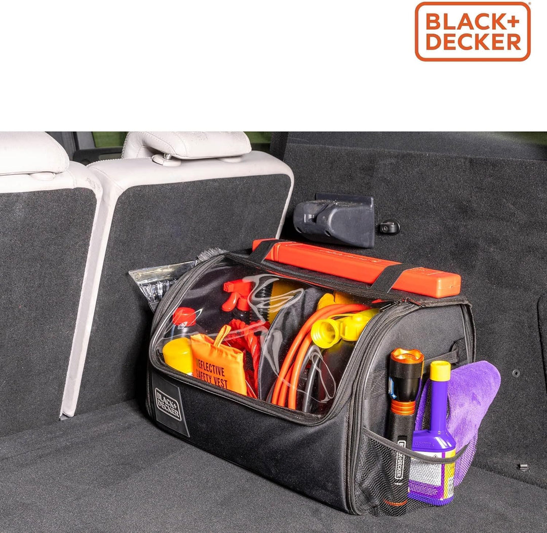 BLACK+DECKER Kofferraum Organizer - Kofferraumtasche mit transparentem Deckel - 2 Haupt- und mehrere