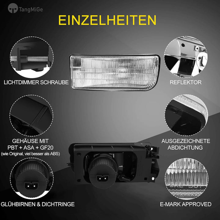 TangMiGe Nebelscheinwerfer für BMW E36 3er HB SDN WGN CPE CONV, (318i 318is 318ti 320i 323i 323is 32
